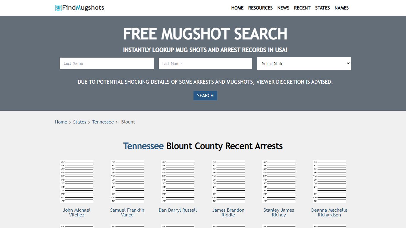 Find Blount Tennessee Mugshots - Find Mugshots